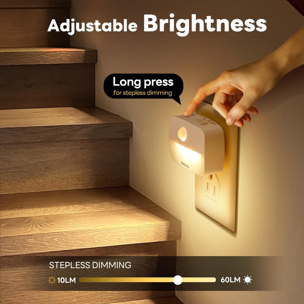 ZISUYU Plug-in LED Night Light Motion Sensor Dimmable Color-Changing 6 Pack