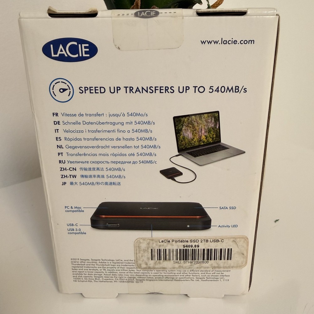 New LaCie 2TB Portable High Performance USB-C External SSD