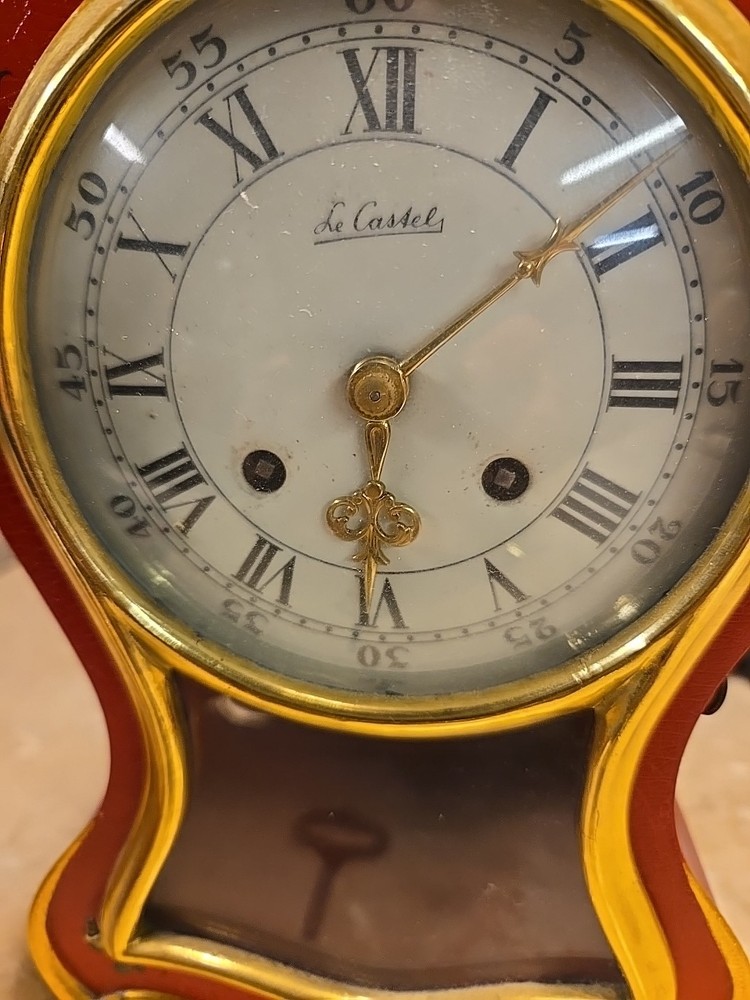 Le Castel Gold colored 10" Mantle clock - needs work - AS IS