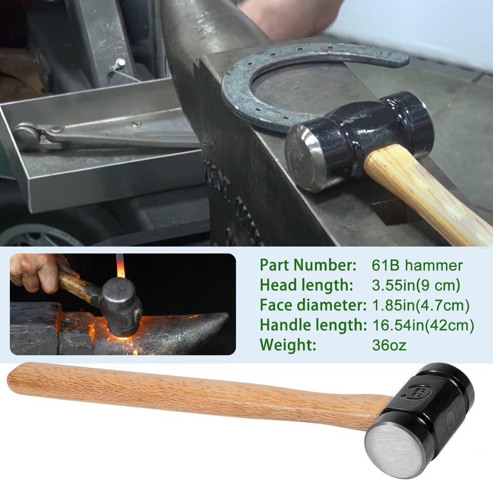 61B 36 OZ Blacksmith Farrier Rounding Hammer Tool For Blacksmithing Forged Tool