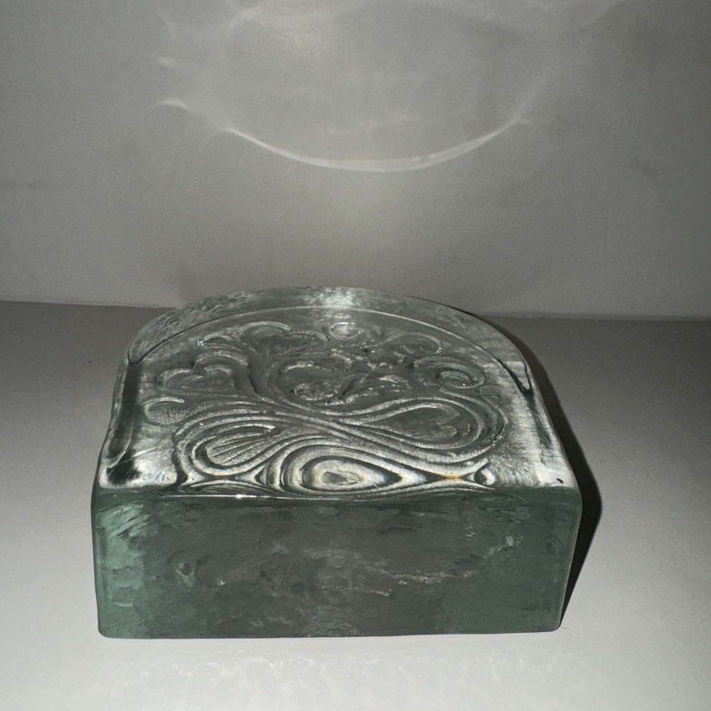 Blenko Glass Twisted Hearts Clear Block.