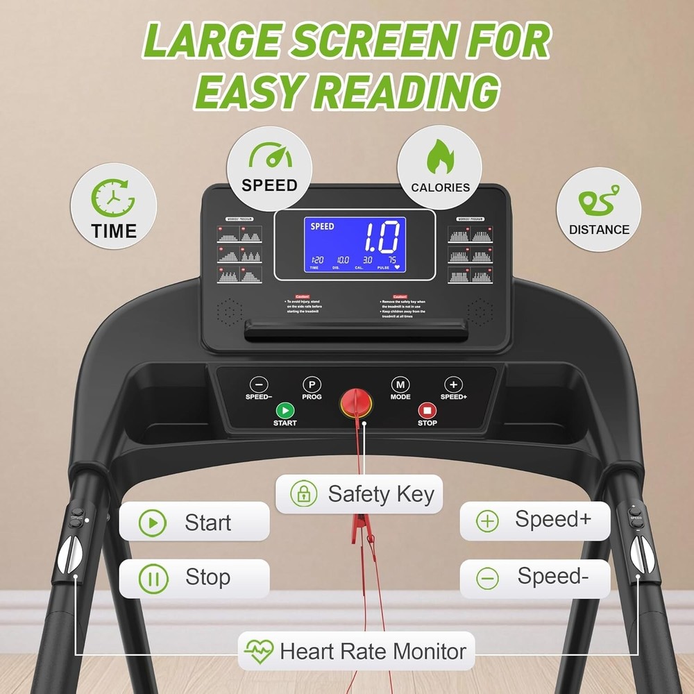 300 LBS Foldable Walking Pad Treadmill for Senior with Extended Handrails & Deck