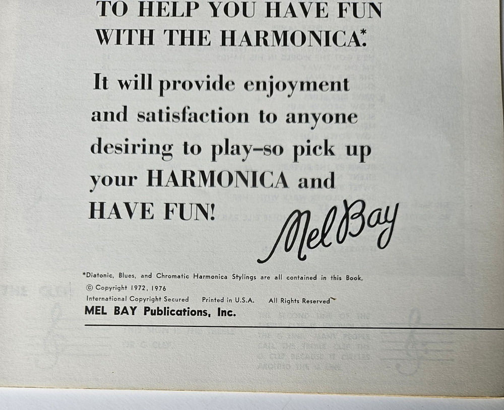 Fun with the Harmonica Mel Bay Instruction Method Blues Styling 1976 Chromatic