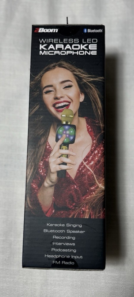Two Boom Wireless LED Karaoke Microphone Bluetooth 4 In 1 ..