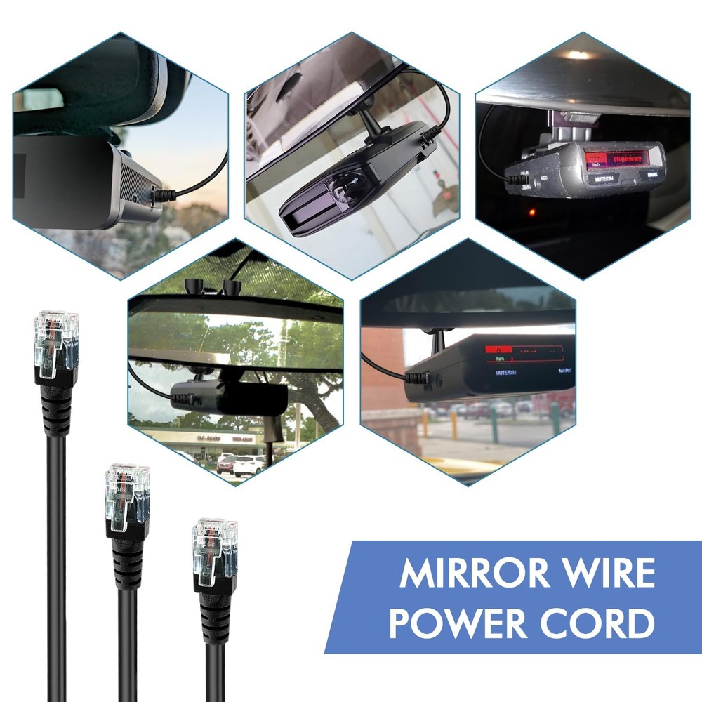Radar Detector Hardwire Power Cord, Rearview Mirror Plug Cable,with Inline Fu...