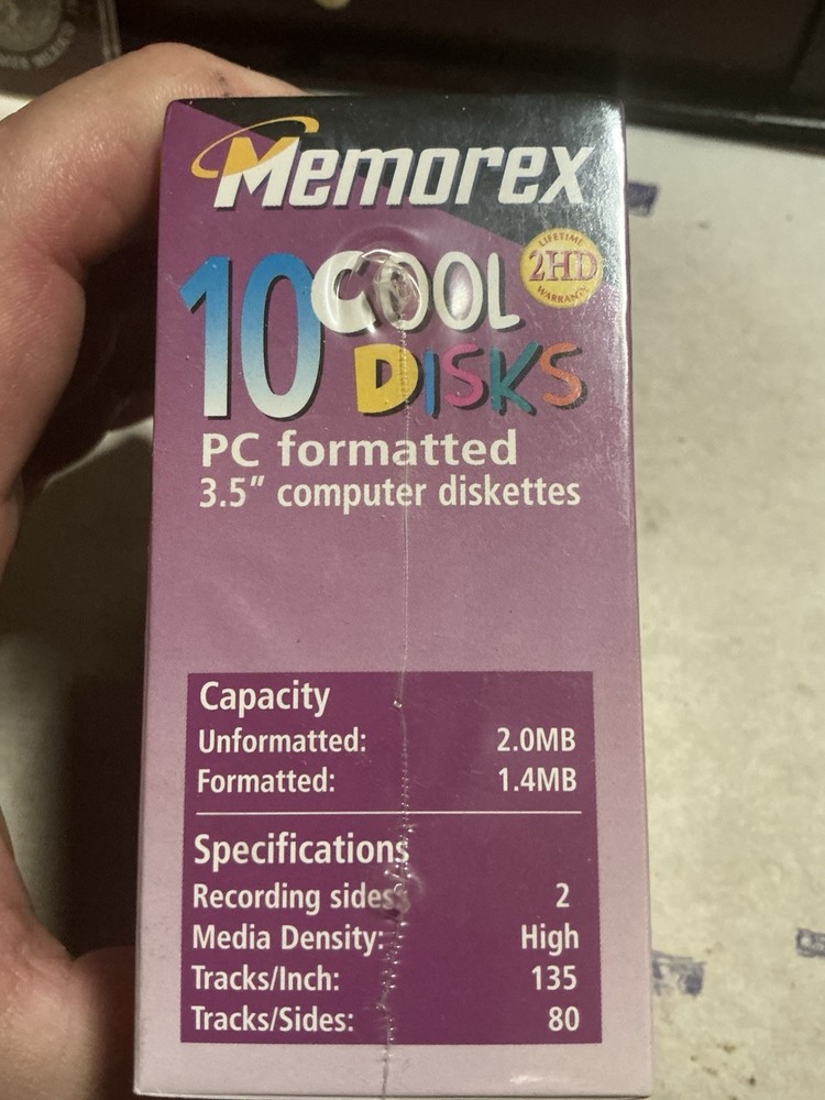 10 Pack Memorex 2HD 3.5" Computer Diskettes PC Format Cool Disks -New Sealed