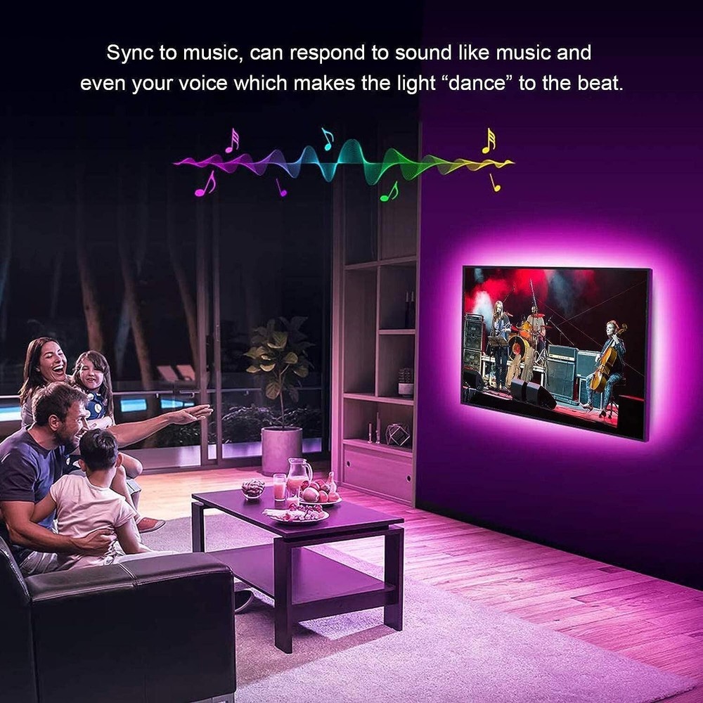 LED Strip Light Music Sync 16.4ft, USB Powered LED Light Strip with Remote