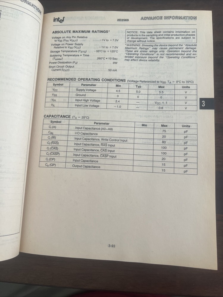 Vintage Intel Computer Manual 1991 Memory Products Handbook