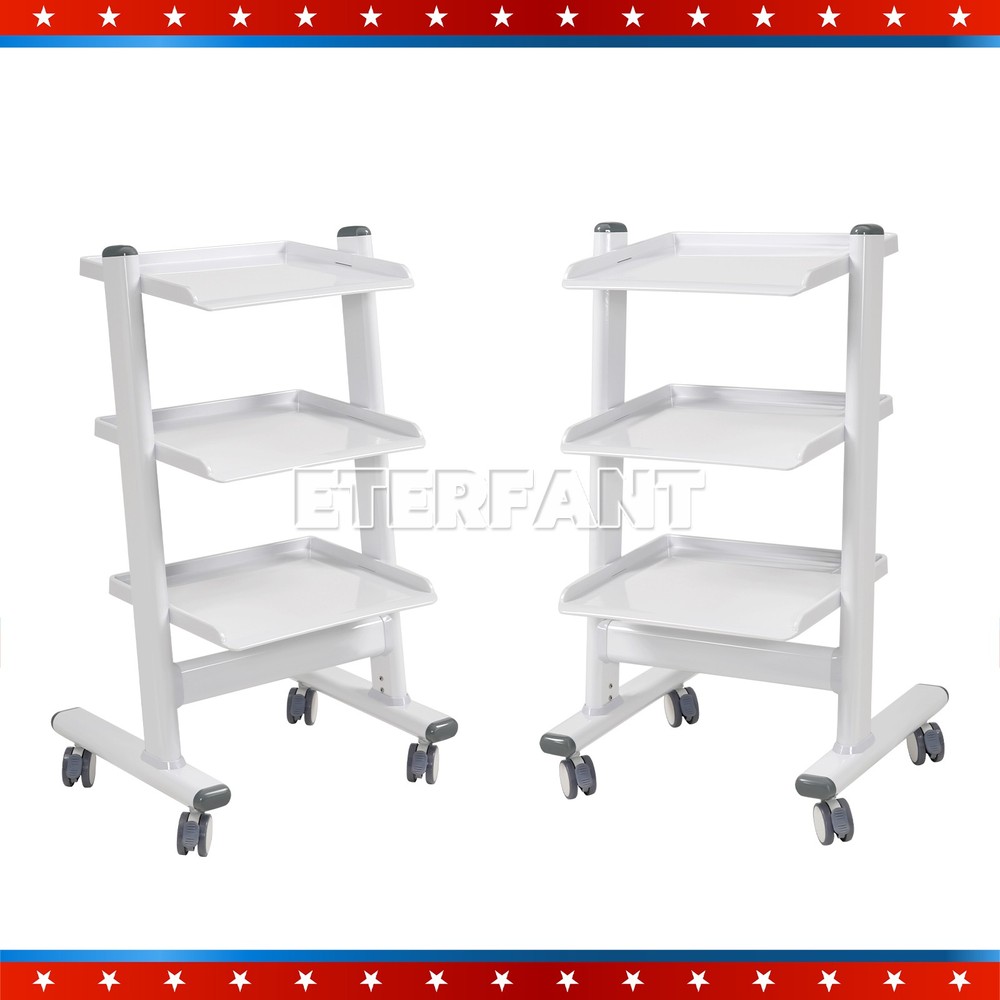Lab Trolley Rolling Cart 3-Layer ABS Lab Serving Cart with Wheels/Socket