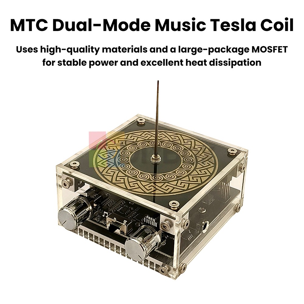 Music Tesla Coil 2Mode Artificial Lightning Touchable BT Decoding Colorful Light