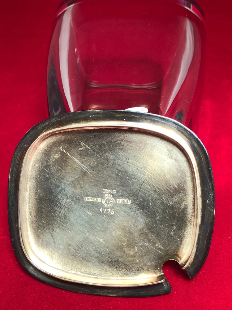 Mid Century MCM Danish Modern Sterling Silver Crystal Jar E Dragsted Denmark