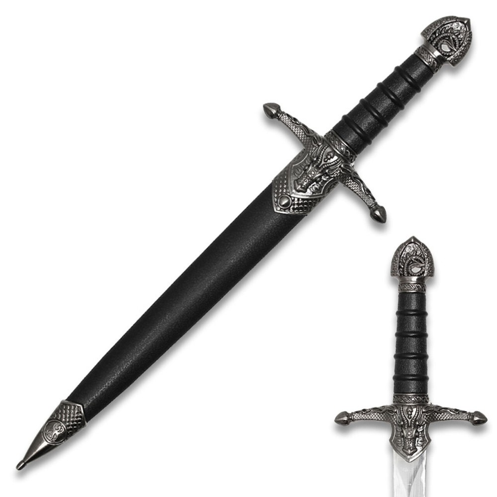 Dragon Dagger With Scabbard 14.5" Overall Sliver Blade