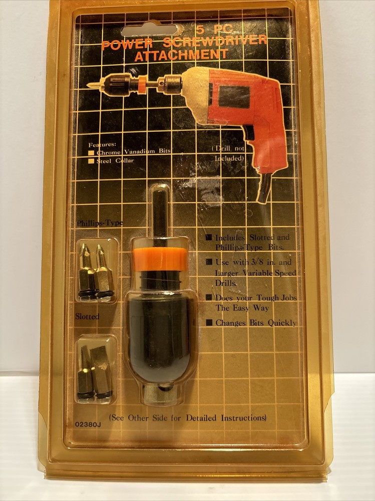 5 Piece 3/8" Test Rite Power Screwdriver Attachment Drill Accessory Set (8)