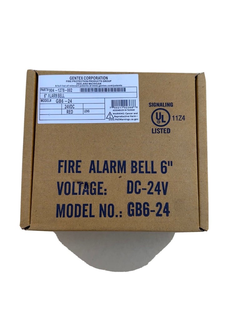 GENTEX Fire Alarm Bell, 24 Volt DC, 6", Security Alarm Bell