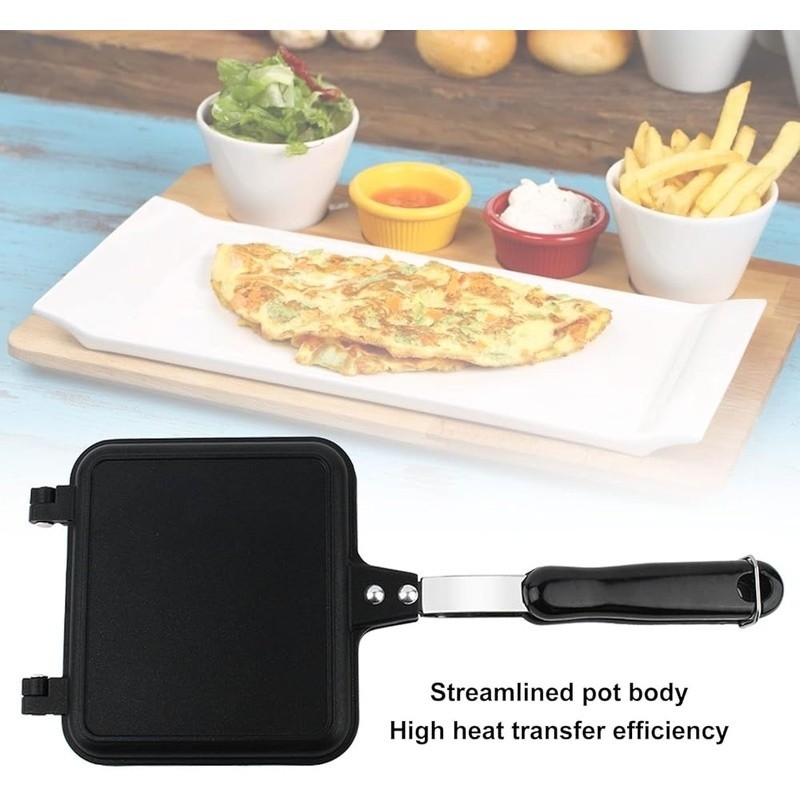 Double Sided Nonstick Frying Pan Ergonomic Handle Easy Flip Kitchen Cookware New