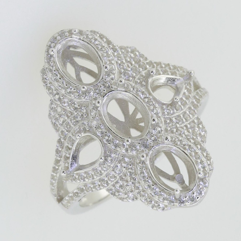 Sterling Silver Semi Mount Ring Setting Oval OV 7X5mm PE 6x4mm