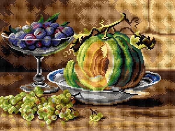 Orchidea Needlepoint canvas for halfstitch without yarn after Louis Letsch - ...