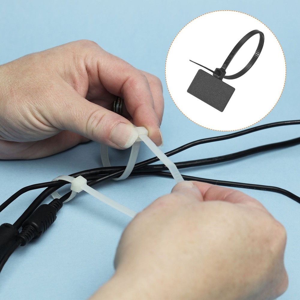 250pcs Marker Cable Zip Ties, 8 Inch Self-Locking Labels Zip Tie Wraps,Black
