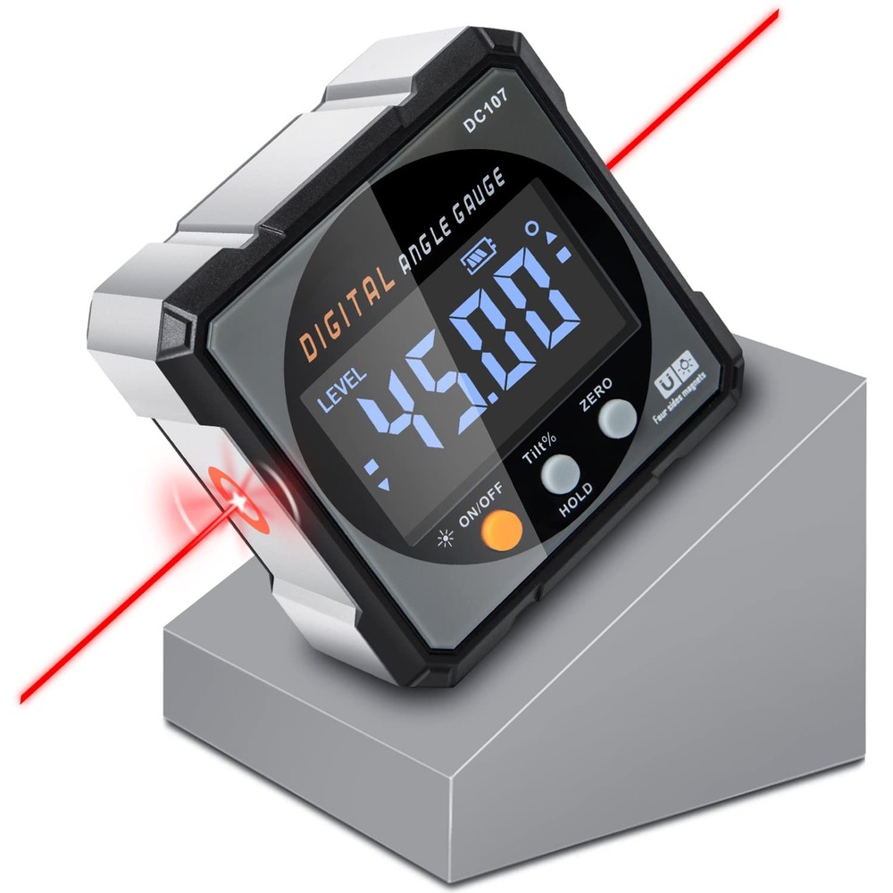 Digital Angle Finder with Electronic Laser - 4-side Strong Magnetic Angle Gauge,