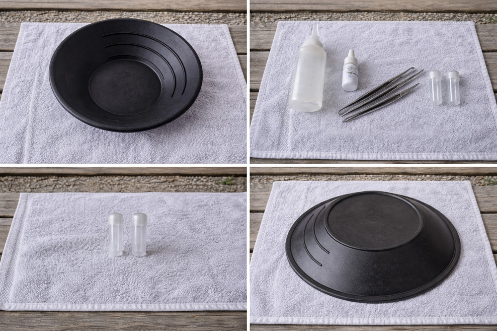 Gold Prospecting Starter Kit – 10” Gold Pan + 1/4” Classifier + Snuffer Bottle