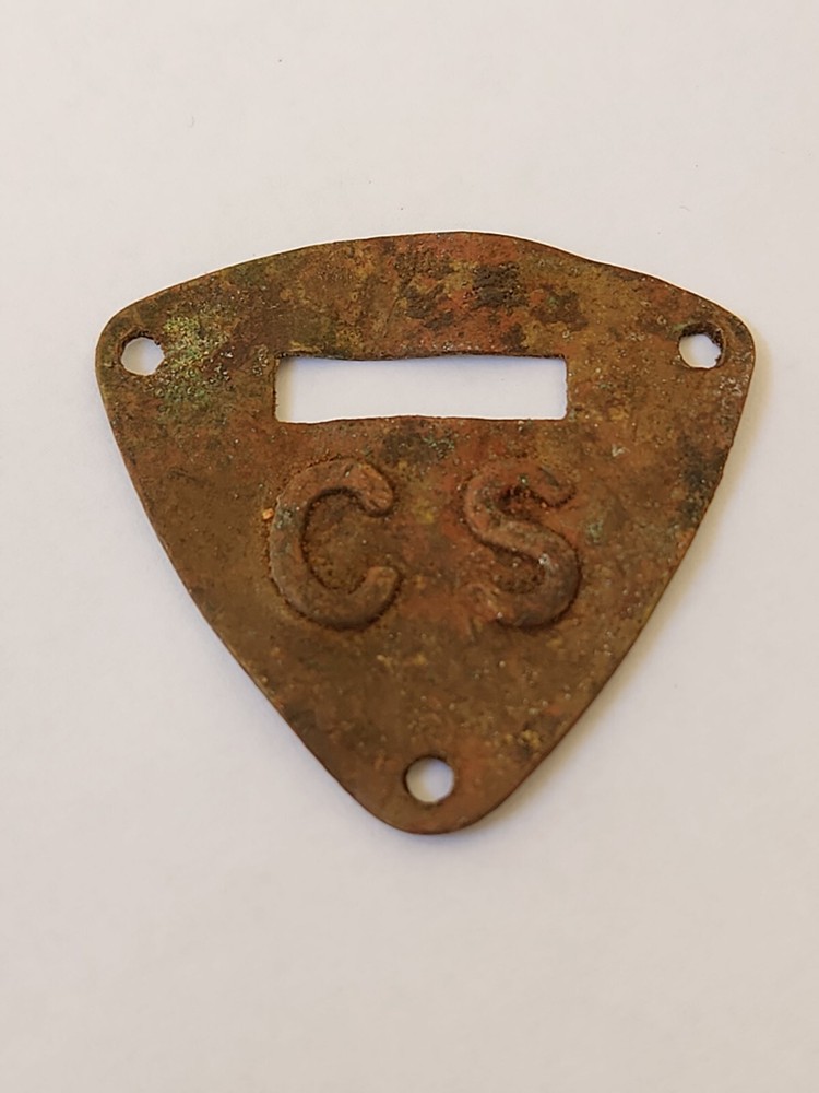 Original Civil War C.S. Confederate State Saddle Shield CS Pommel