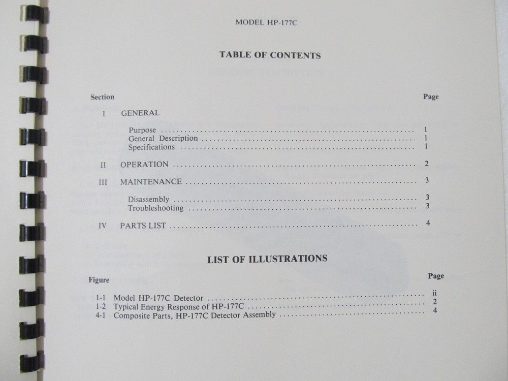 EBERLINE Beta-Gamma Detector Assembly HP-177C TECHNICAL MANUAL