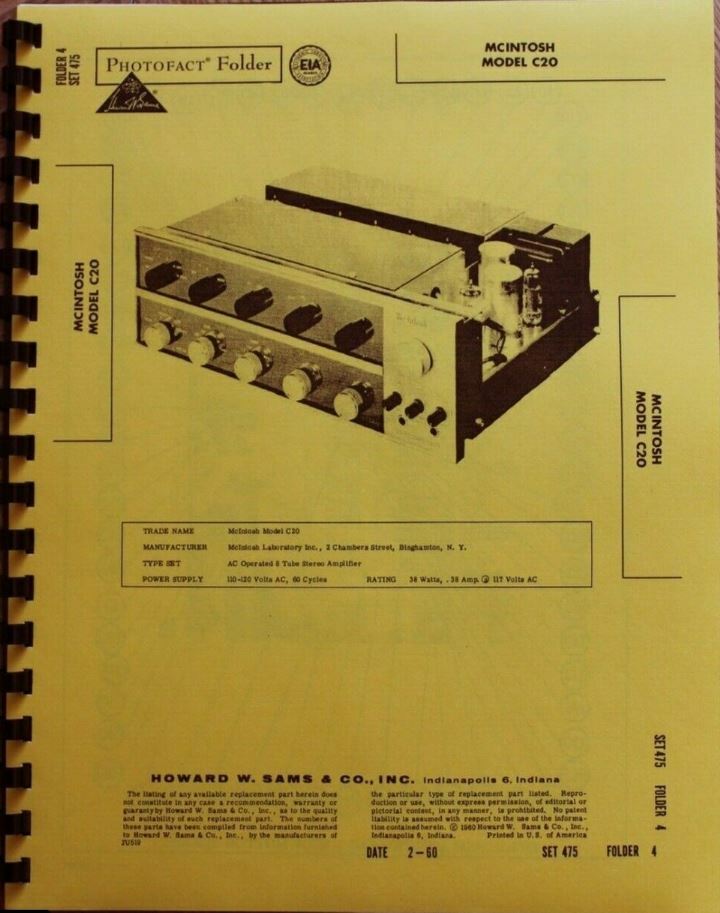 McIntosh C20 Pre-amplifier SERVICE MANUAL