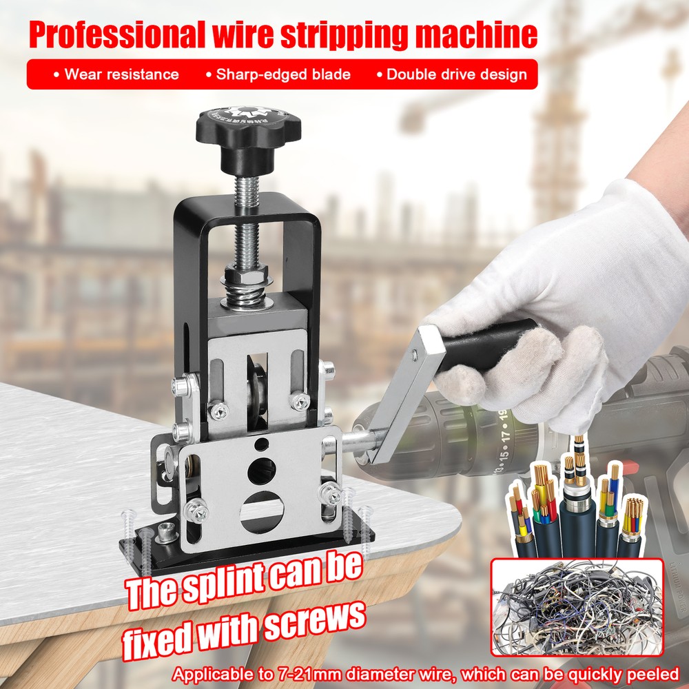 Hand Crank Wire Stripper Iron Stripping Machine Cable Tool Scrap Recycle 1-25mm