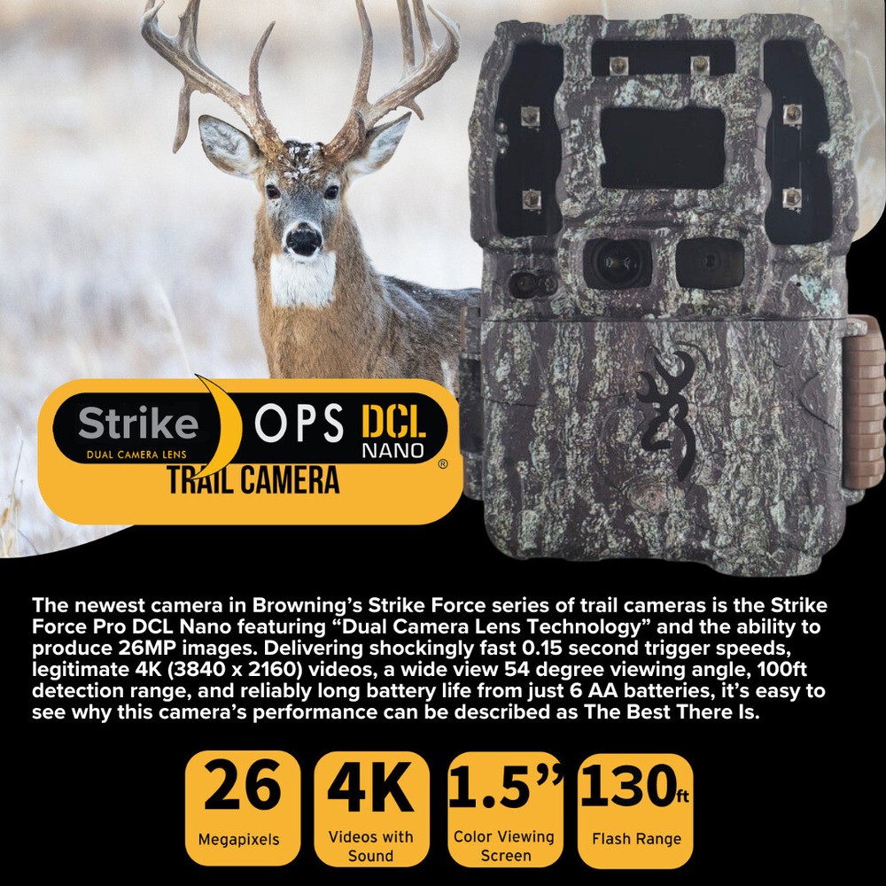 Browning Trail Cameras Strike Force Pro DCL Nano 26MP Trail Camera 2 Pack Bundle