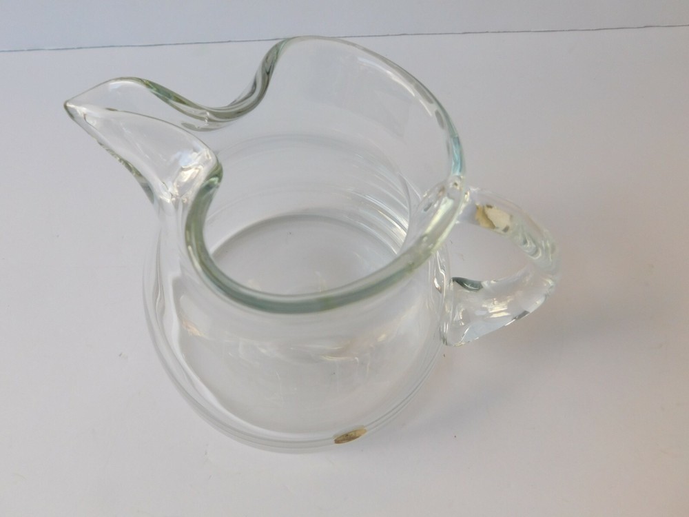CLEAR HANDMADE APPLIED HANDLE PINCHED SPOUT PITCHER POLAND