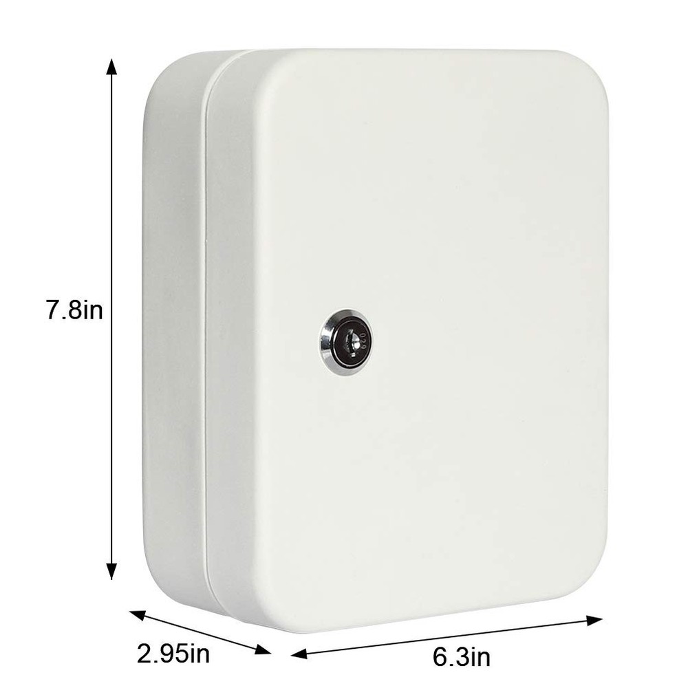 Jssmst Key Lock Box Wall Mount Security Small 20 Hooks, 20 Hooks White Matt
