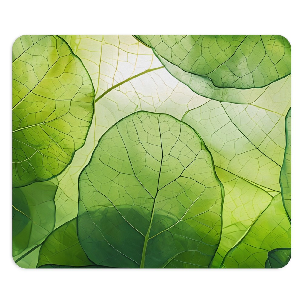 Green Leaf Pattern Mouse Pad | Botanical Desk Accessory