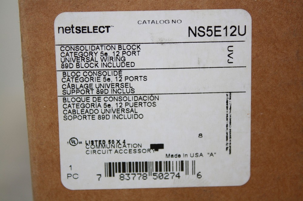 HUBBELL NETSELECT NS5E12U CONSOLIDATION BLOCK