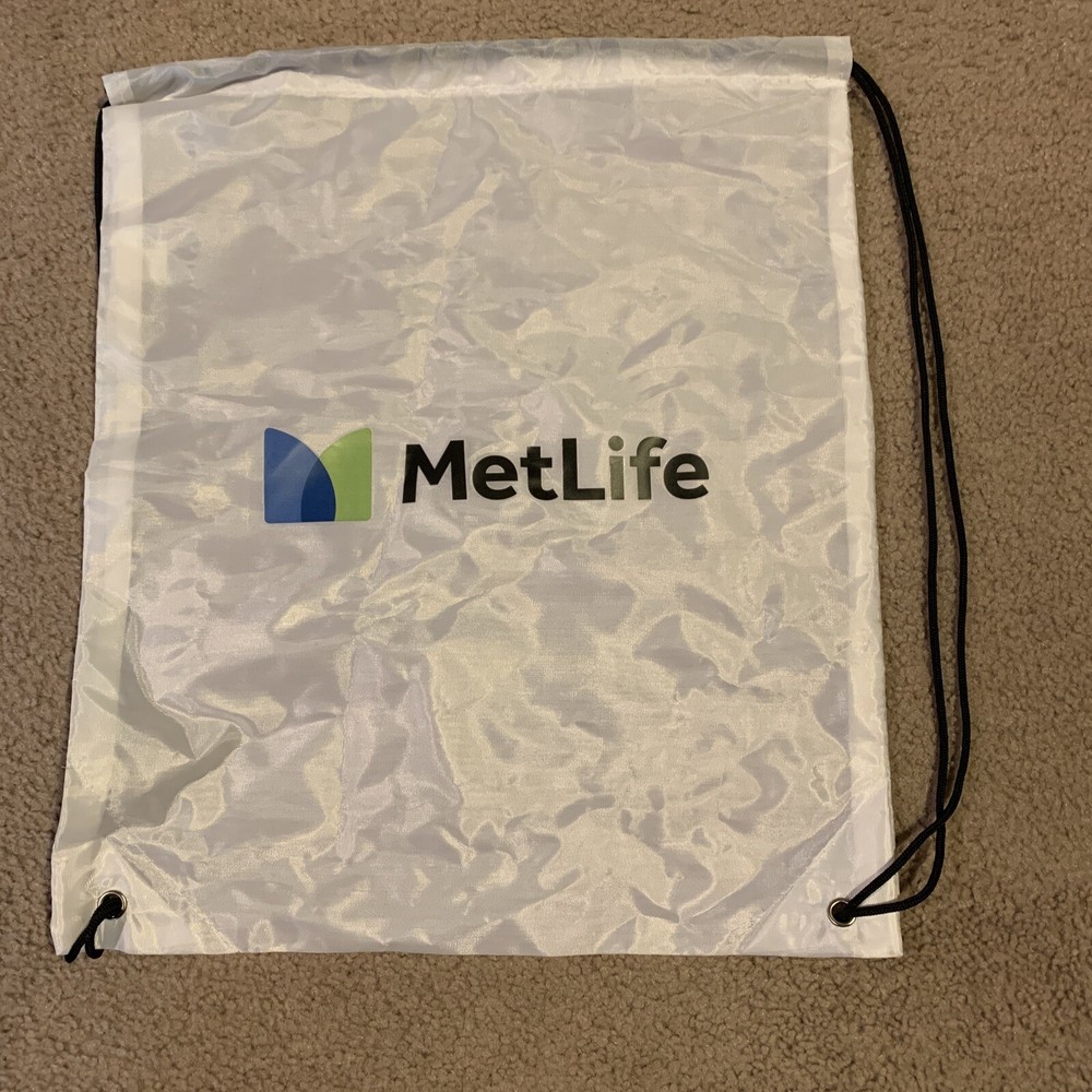 MetLife White Drawstring Backpack