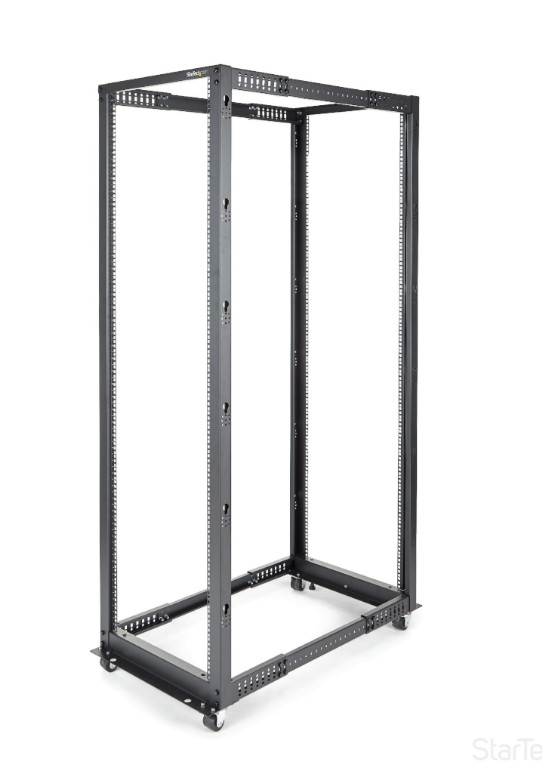 StarTech.com 4POSTRACK42 4-Post 42U Mobile Open Frame Server Rack, 19in 42U