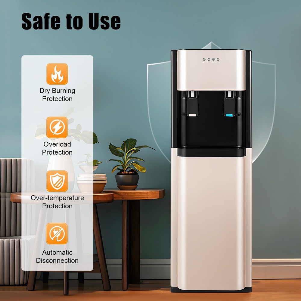 Bottom Load Hot/Cold Water Dispenser Cooler 5 Gallon Home/Office Stainless Steel