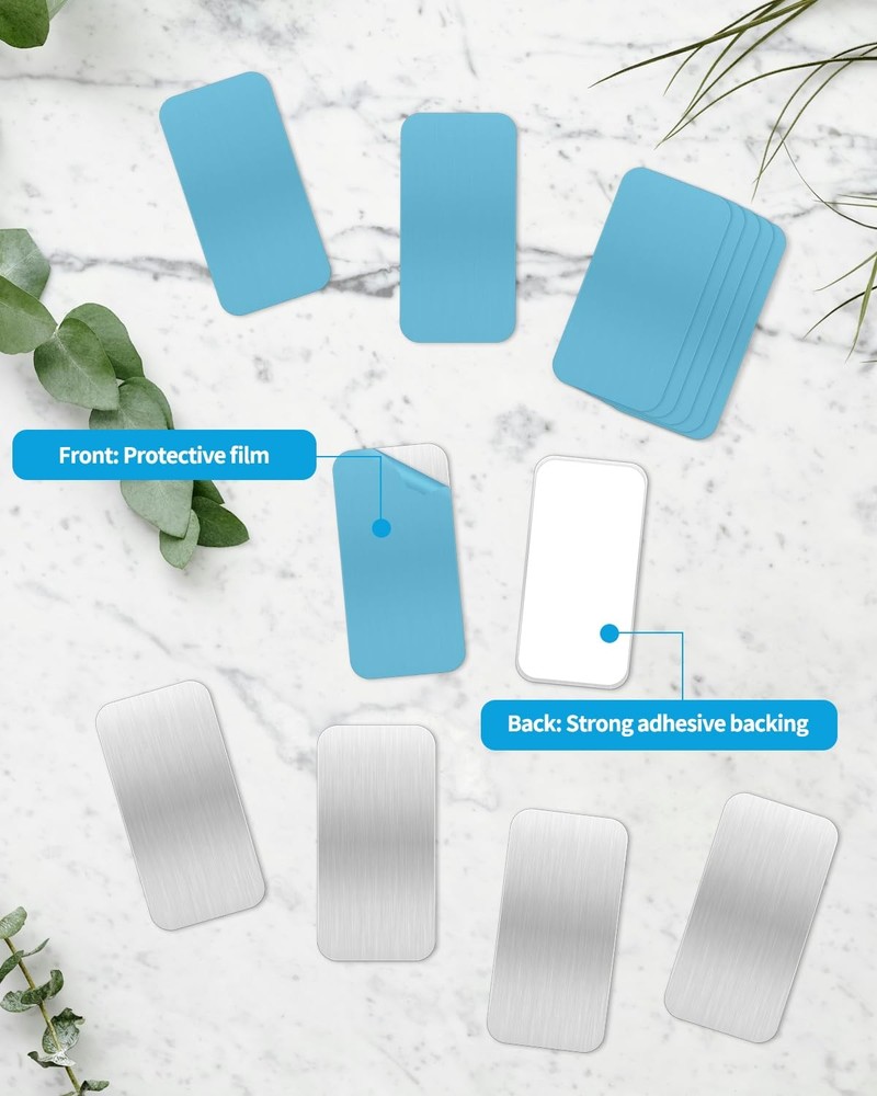 Aecsze 24 Pack Adhesive Metal Plates Rectangular-2.3*1.1 in-24pcs, Silvery