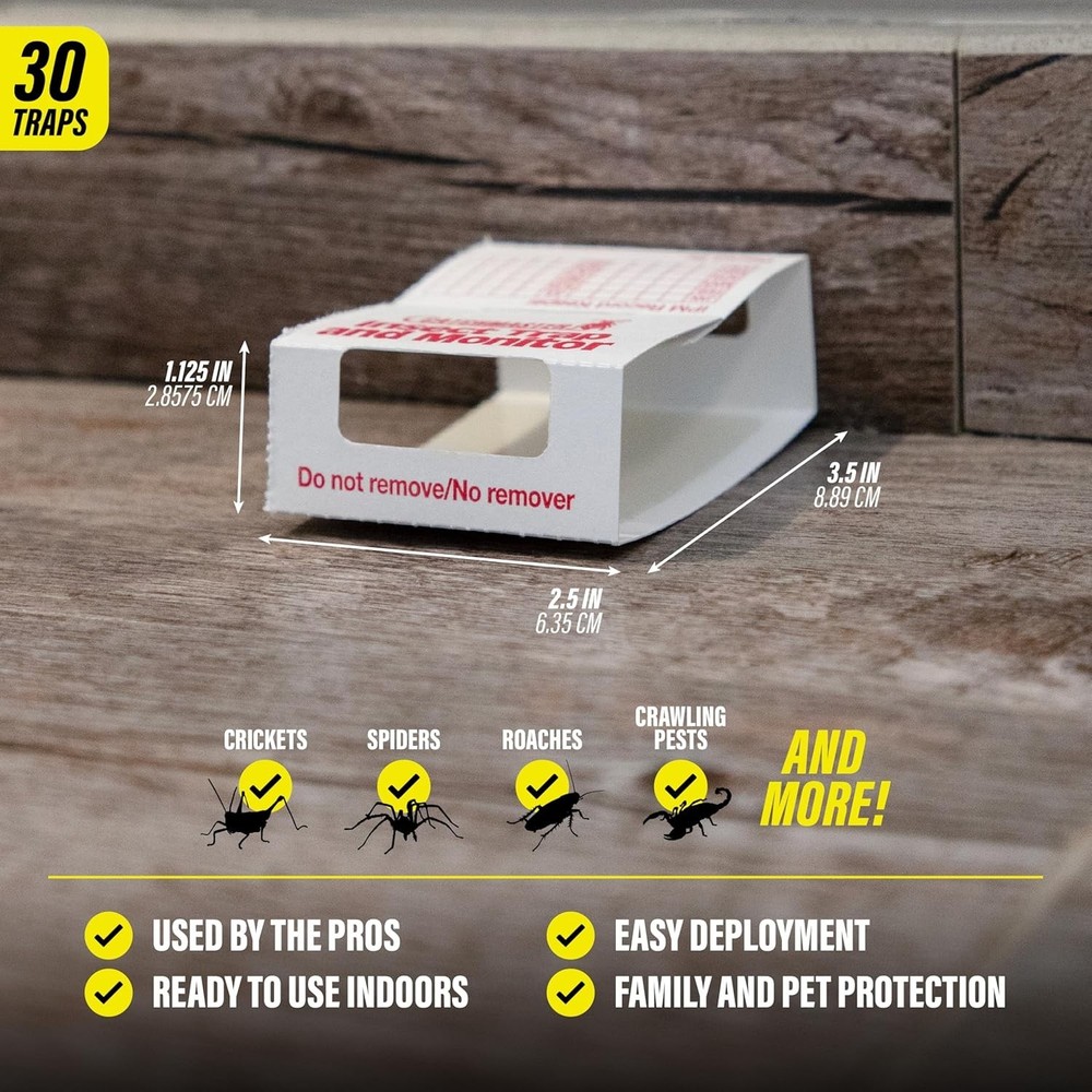 Adhesive Roach Killer & Spider Traps - 30 Count for -Round Effectiveness