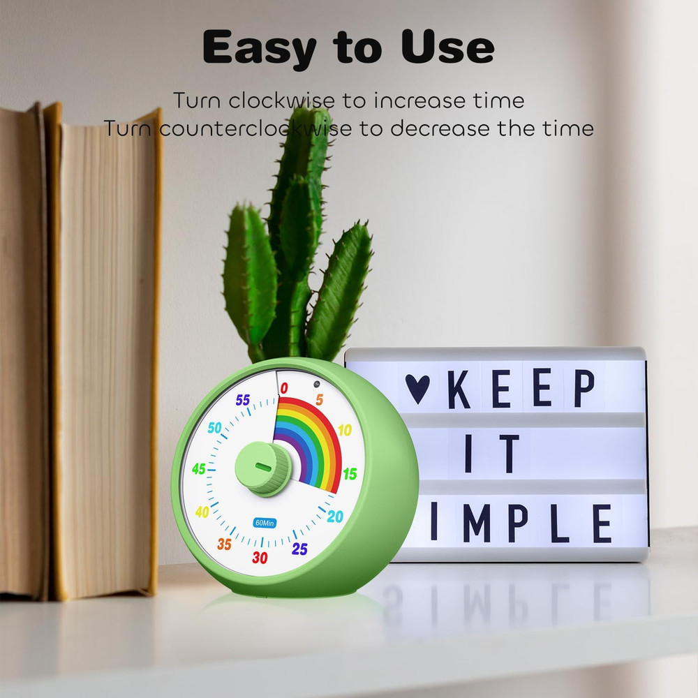 60-Minute Visual Countdown Timer for Kids, Classroom, Office, and Kitchen