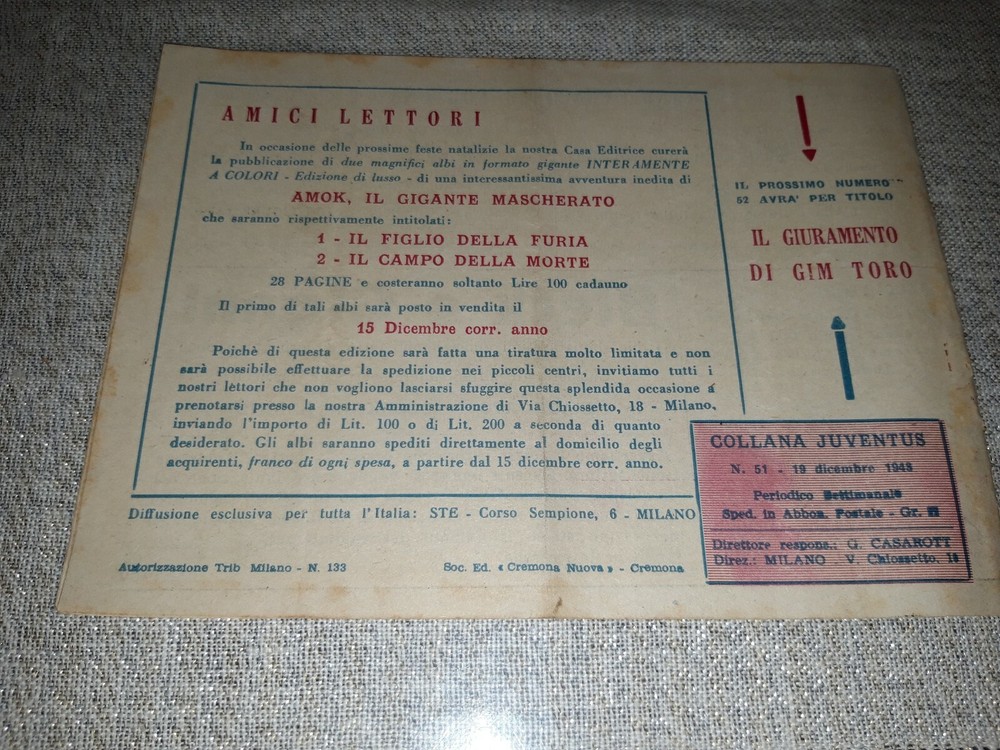 1948 Gim Toro Comic No. 51 ORIGINAL £. 12