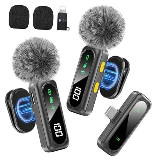 Wireless Microphone for iPhone, All iPhones & Androids (USB-C + Lightning)