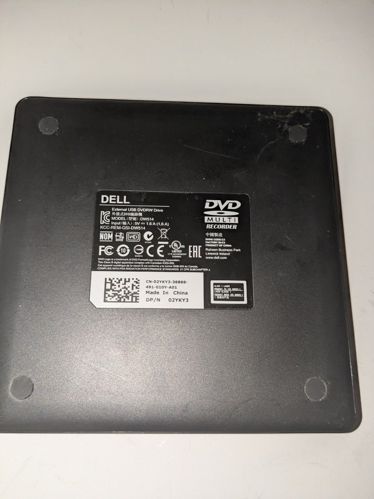 Dell External USB Slim DVD Drive Multi Recorder Model DW514 with USB Cable