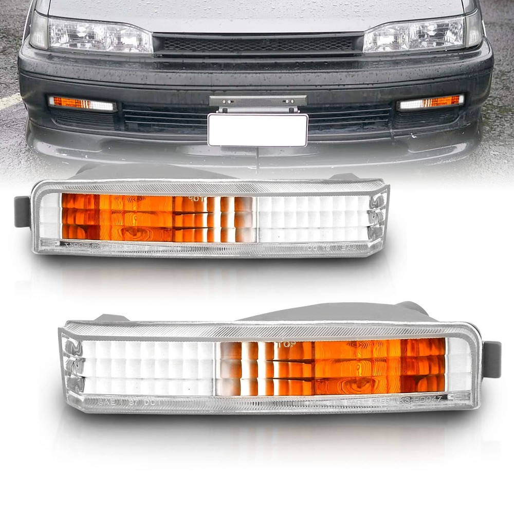 Bumper Parking Lights Clear Set for 90-91 Accord Passenger Driver Side