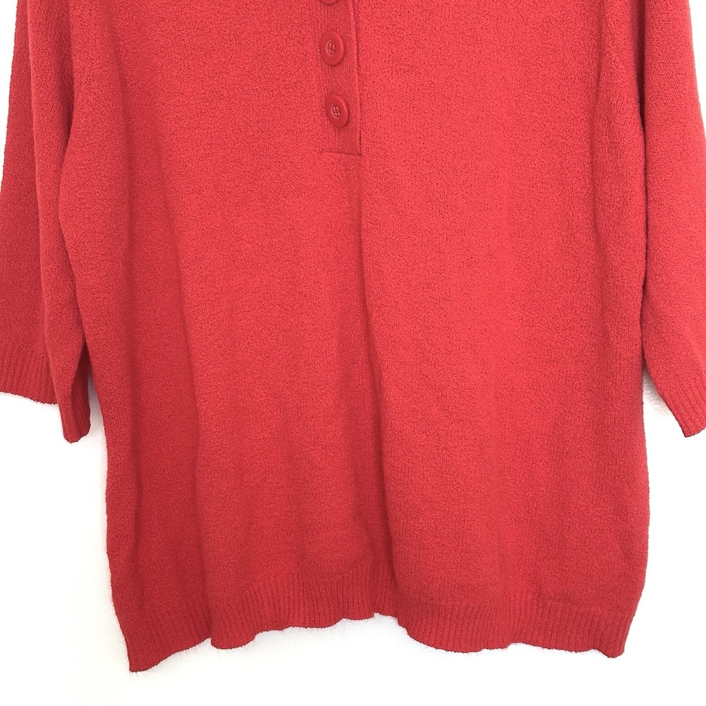 White Stag Plus Sweater Women’s 3X Red Acrylic Lightweight Collared Solid Top