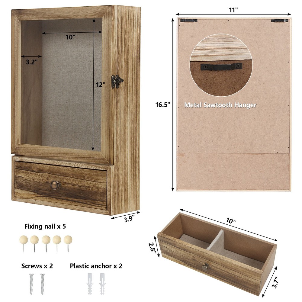 Shadow Box Display Case Large 11x16 Shadow Box Picture Frame W/ Drawer