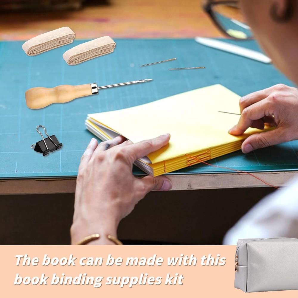 49 Pcs Hand Bookbinding Tools Bookbinding Kits for Beginners Bookbinding Supp...