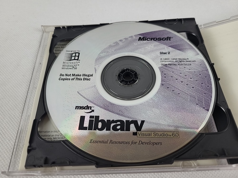 Microsoft MSDN Library Visual Studio 6.0 2 Disc With Code Tested and Working