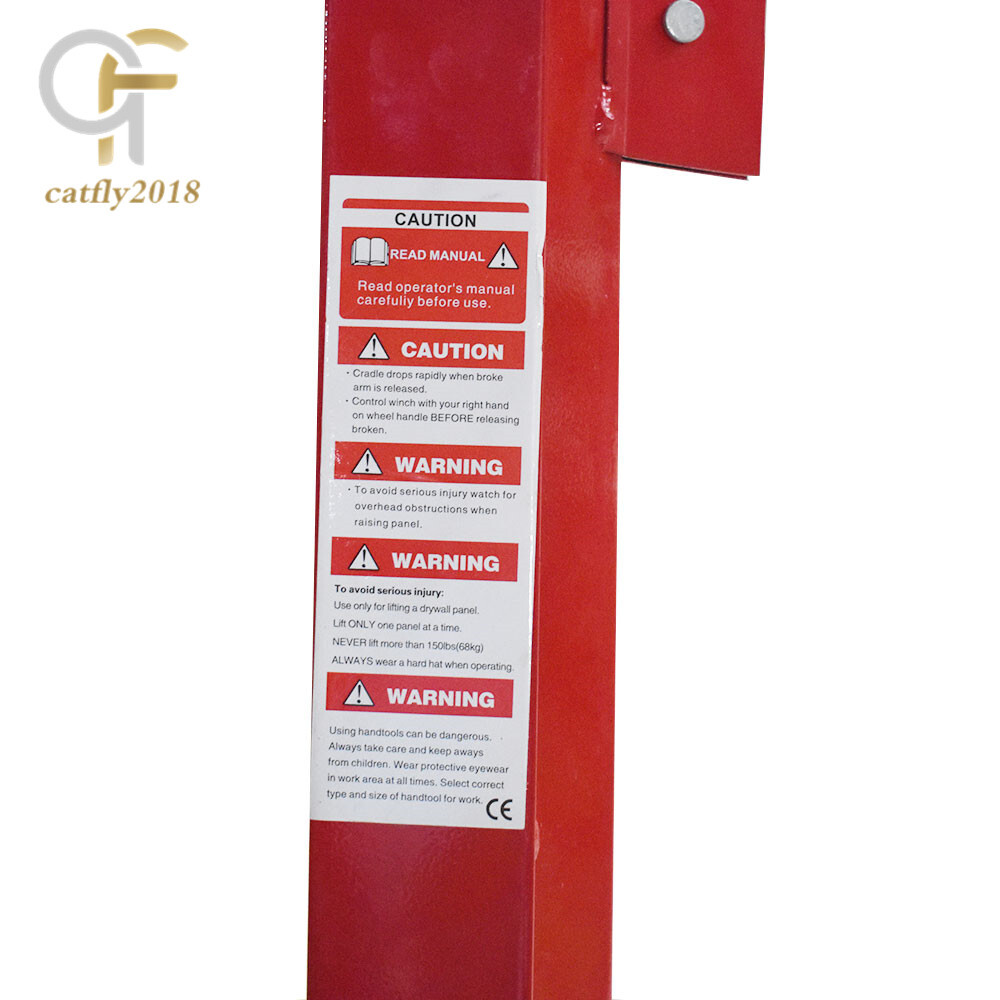 16FT Drywall Lift Plasterboard Panel Rolling Lifter Lockable 150lbs
