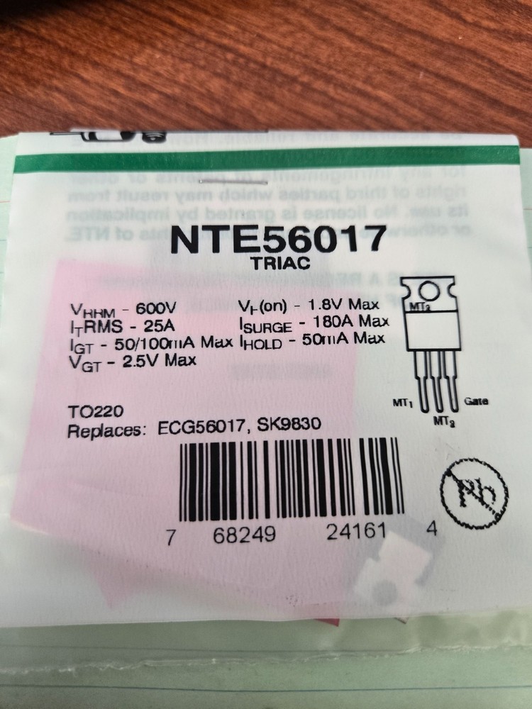 NTE56017 TRIAC, 25 Amp