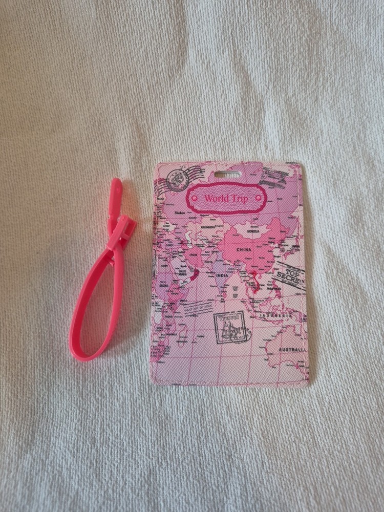 pink world luggage tags